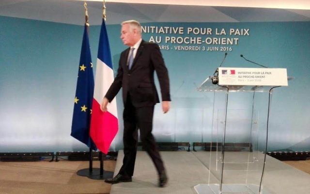 Jean-Marc Ayrault, le 3 juin 2016 à Paris (Crédit : Times of Israel)