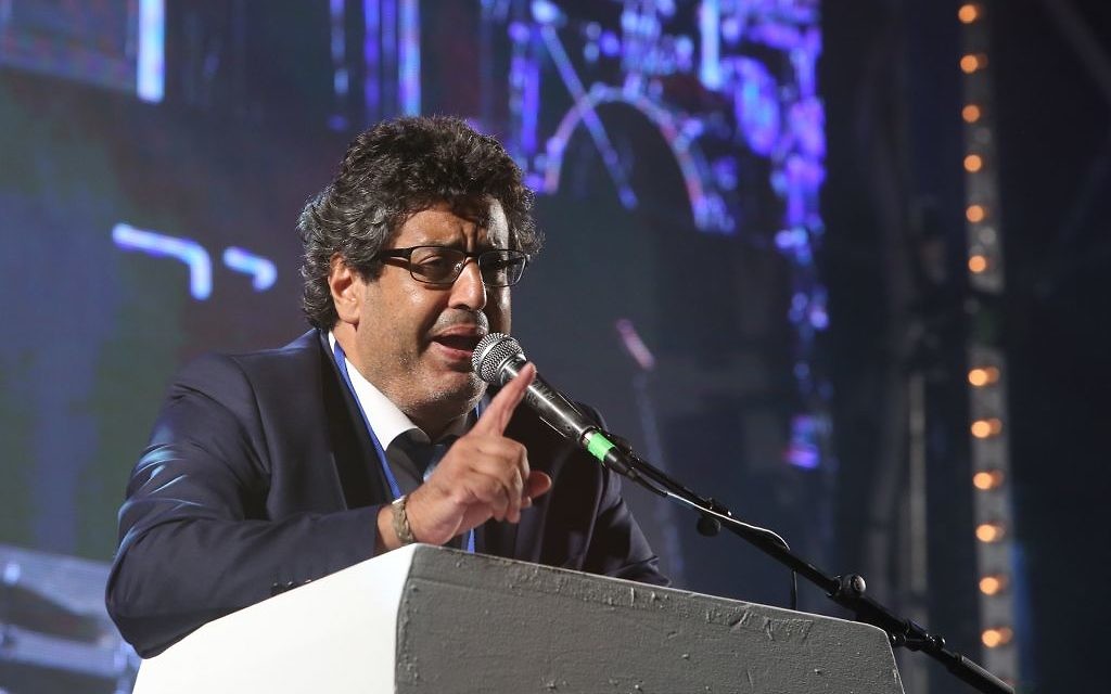 Meyer Habib, député des Français d'Israël, lors de l'Olimpiada à Jérusalem, le 30 juin 2016. (Crédit : autorisation)