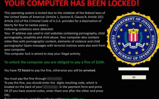 Ecran d'un ordinateur touché par un ransomware. (Crédit : autorisation)