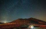 Vues des étoiles pendant une pluie de météores dans le ciel du désert du Néguev, près de Mitzpe Ramon, le 1é août 2016. (Crédit : Edi Israel/Flash90)
