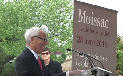 Cérémonie à Moissac, Discours de Jean-Raphaël Hirsch. (Crédit : YouTube/Capture d'écran)