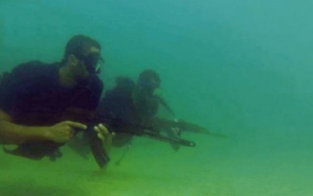 Commando marin du Hamas, dans une vidéo de propagande publiée par l'organisation terroriste pendant l'opération Bordure protectrice, à l'été 2014. (Capture d'écran)