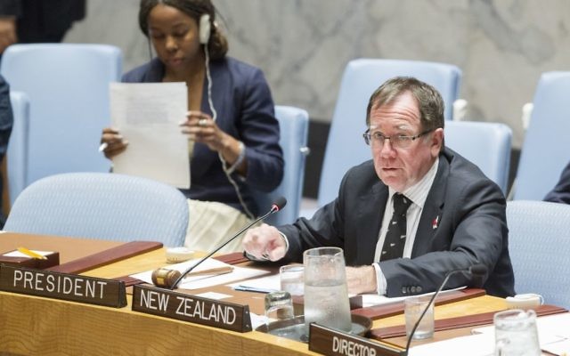 Murray McCully préside une réunion du Conseil de Sécurité de l'ONU, le 14 septembre 2015. (Crédits : ONU / JC McIlwaine)