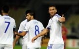 L’arrière israélien Tomer Hemed célèbre son but lors d’un match de qualification pour la Coupe du monde 2016 entre Israël et la Macédoine, le 6 octobre 2016 à Skopje. (Crédits : AFP / Robert Atanosovski)
