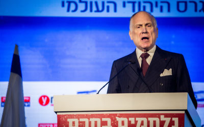 Ronald Lauder, président du Congrès juif mondial, le 28 mars 2016. (Crédit : Hadas Parush/Flash90)