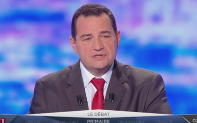 Jean-Frédéric Poisson, président du Parti chrétien-démocrate et candidat aux primaires de la droite et du centre, lors du débat télévisé des primaires, le 13 octobre 2016. (Crédits : capture d'écran YouTube / LCI)