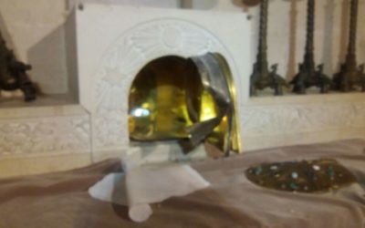 L'église du mont Tabor vandalisée le 25 octobre 2016 (Crédit : autorisation)