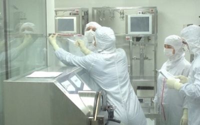 Des employés de Pluristem travaillent sur des placentas pour développer les produits de thérapie cellulaire de la société. (Crédit : autorisation)