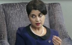 Shami Chakrabarti, sur J-TV, en juillet 2016. (Crédit : capture d'écran YouTube)
