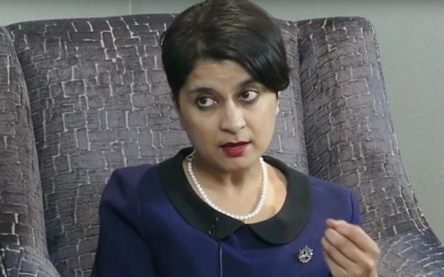 Shami Chakrabarti, sur J-TV, en juillet 2016. (Crédit : capture d'écran YouTube) Shami Chakrabarti, sur J-TV, en juillet 2016. (Crédit : capture d'écran YouTube)
