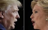 Le candidat à la présidentielle républicain, Donald Trump, à Cleveland, Ohio, le 22 octobre 2016, et la candidate démocrate Hillary Clinton à Las Vegas, au Nevada, le 19 octobre 2016. (Crédits : AFP / Jay LaPrete, AFP / Saul Loeb)
