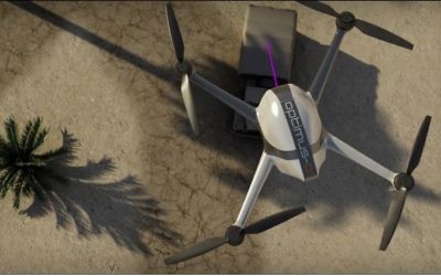 Le SpectroDrone de LDS : un système de détection laser opérant depuis un drone. (Crédit : capture d'écran Vimeo)