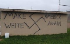 Graffiti nazi trouvé dans la ville de Wellsville, New York, le jour où Donald Trump a remporté l'élection présidentielle, le 9 novembre 2016. (Crédit : Twitter/JTA)