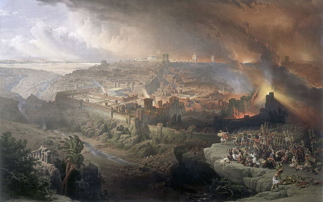Le Siège et la Destruction de Jérusalem, par David Roberts, 1850. (Crédit : Wikipedia/ Creative Commons)