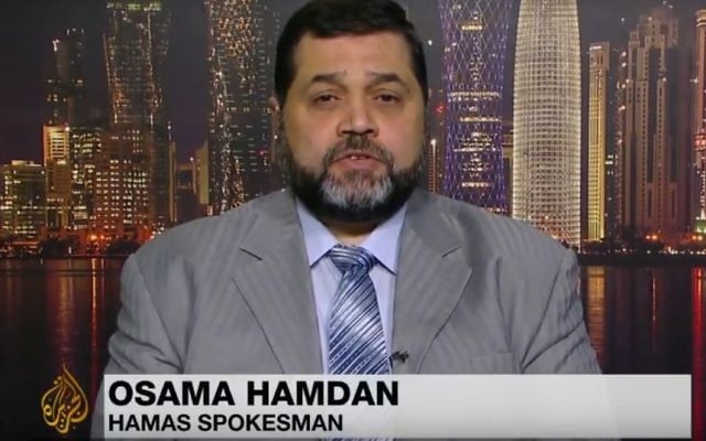 Osama Hamdan s'adresse à  Al Jazeera en août 2014 (Capture d'écran : Youtube)