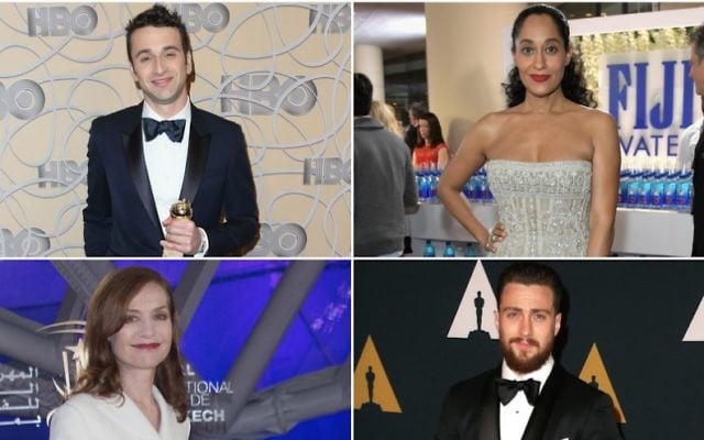 À partir de la gauche, dans le sens des aiguilles d'une montre, Justin Hurwitz, Tracee Ellis Ross, Aaron Taylor-Johnson, Isabelle Huppert. (Crédit : Getty Images, via JTA)