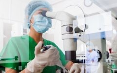 Photo d'un scientifique travaillant avec un microscope (Crédit : IStock)
