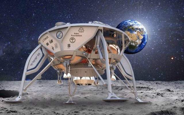 Vue d’artiste de l’engin spatial de SpaceIL. (Crédit : capture d’écran/Google Lunar XPrize)