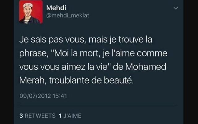 Mehdi Meklat, jeune journaliste et écrivain, voit ses milliers de tweets, dont une part ouvertement homophobes et antisémites, dévoilés au grand jour (Crédit: capture d'écran/Twitter)