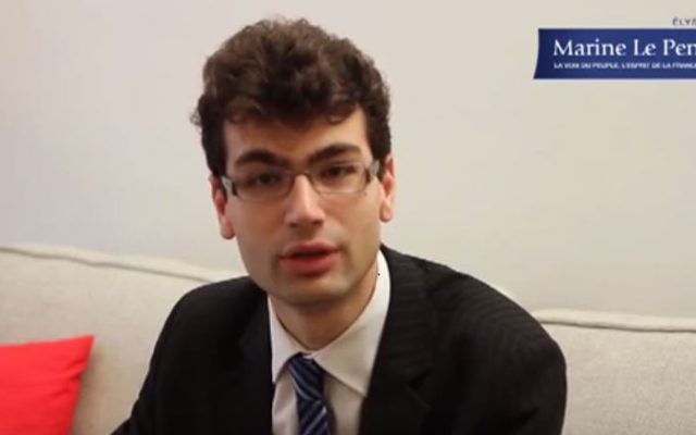Gaël Nofri, conseiller de Marine Le Pen pendant la présidentielle de 2012, en janvier 2012. (Crédit : capture d'écran YouTube)