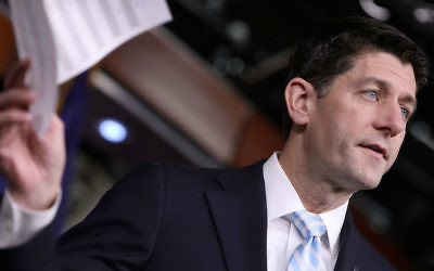 Paul Ryan, président républicain de la Chambre américaine des représentants, le 12 janvier 2017. (Crédit : Chip Somodevilla/Getty Images via JTA)