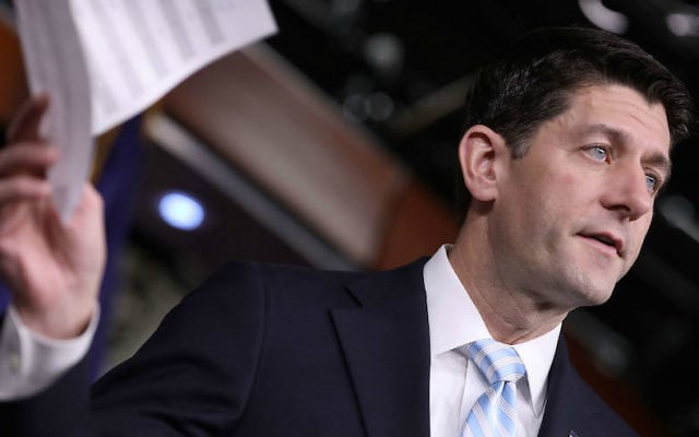 Paul Ryan, président républicain de la Chambre américaine des représentants, le 12 janvier 2017. (Crédit : Chip Somodevilla/Getty Images via JTA)