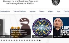 Capture d'écran du blog de l'enseignant en physique où  l'on aperçoit pèle-mêle une recension de 'Comprendre l'empire' le livre conspirationniste d'Alain Soral, une allusion ironique aux victimes de la Shoah (Crédit: capture d'écran/Aitia.fr)