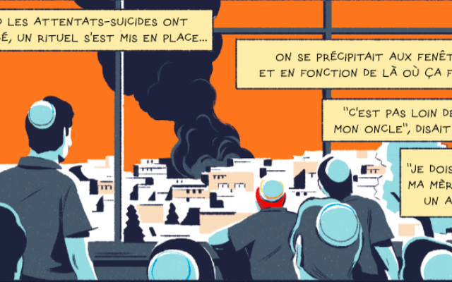 Capture d'écran de "J'avais 15 ans, et j'habitais à Jérusalem" reportage dessinée paru dans le dernier numéro de la revue Topo (Crédit : Topo)