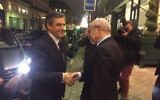 François Fillon, candidat LR, accueilli par le président du Crif Francis Kalifat avant le débat organisé par les Amis du Crif (Crédit: CRIF)