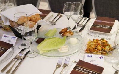 Ambassadeurs et diplomates se sont rassemblés pour un seder de Pessah modèle, à Tel Aviv, le 2 avril 2017. (Crédit : The Israel Project)