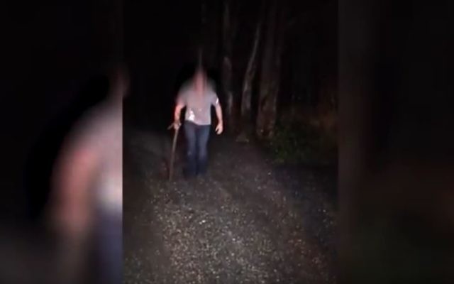 Extrait d'une vidéo publiée par la police, montrant un Américain de 31 ans délirant dans le nord d'Israël, en avril 2017. (Crédit : capture d'écran YouTube)