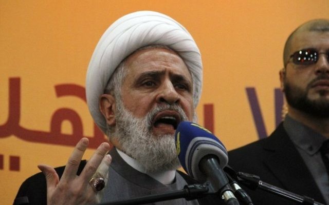 Le cheikh Naim Qassem, chef adjoint du Hezbollah, au Liban, le 13 mai 2016. (Crédit : AFP/STRINGER)