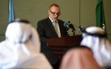 Ben Emmerson, rapporteur spécial sur les droits de l'homme et la lutte contre le terrorisme pour le Haut-Commissariat des Nations unies aux droits de l'Homme (HCDH), lors d'une conférence de presse organisée à Riyad, le 4 mai 2017. (Crédit : Fayez Nureldine/AFP)