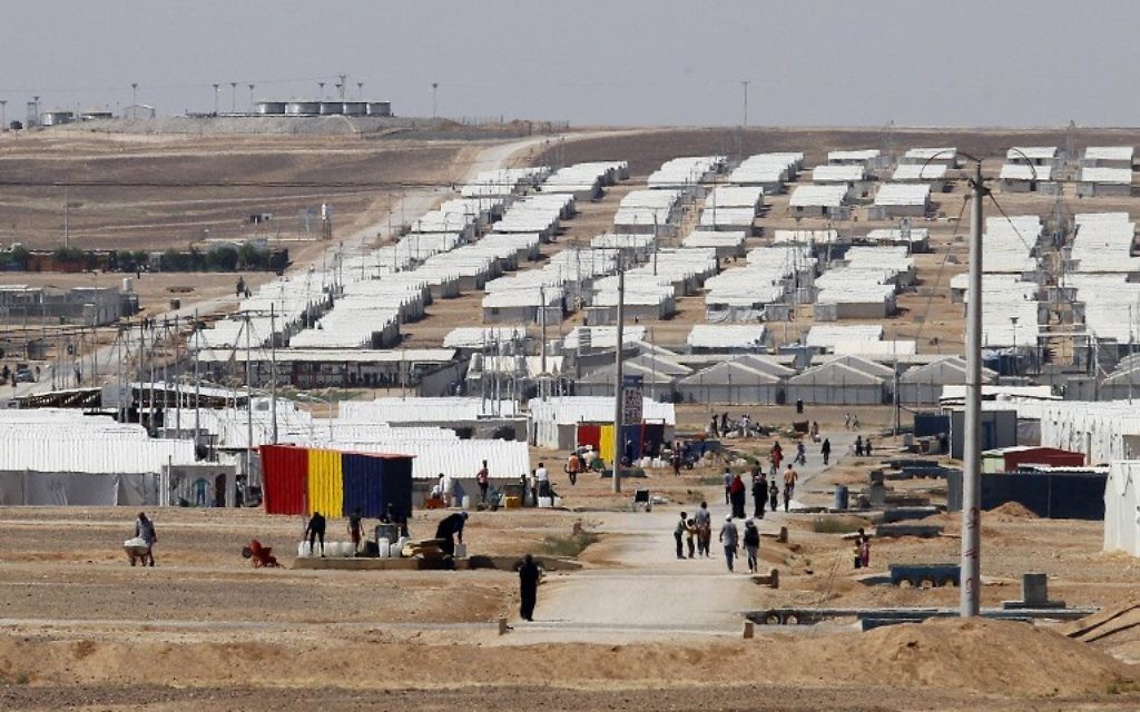 Photo d'illustration : Le camp de réfugiés syriens d'Azrak, en Jordanie, le 17 mai 2017. (Crédit : Ahmad Abdo/AFP) Photo d'illustration : Le camp de réfugiés syriens d'Azrak, en Jordanie, le 17 mai 2017. (Crédit : Ahmad Abdo/AFP)