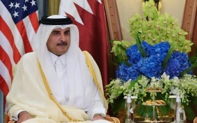 L'émir du Qatar, le cheikh Tamim Ben Hamad Al-Thani, à Ryad, lors de la visite du président américain Donald Trump, le 21 mai 2017. (Crédit : Mandel Ngan/AFP)
