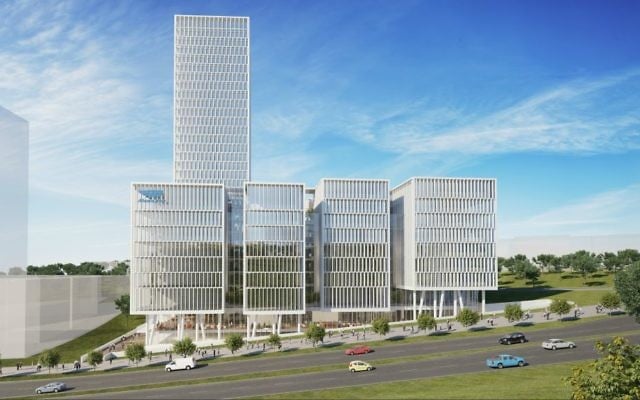 Une illustration de l'extérieur du complexe de bureaux de  Mobileye prévu  (Autorisation : Moshe Tzur Architects & Town Planners Ltd.)