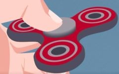 La publicité lancée par l'Académie de la langue hébraïque pour illustrer le concours de l'institution visant à trouver un nom hébreu pour le fidget spinner (Autorisation : Académie de la langue hébraïque)