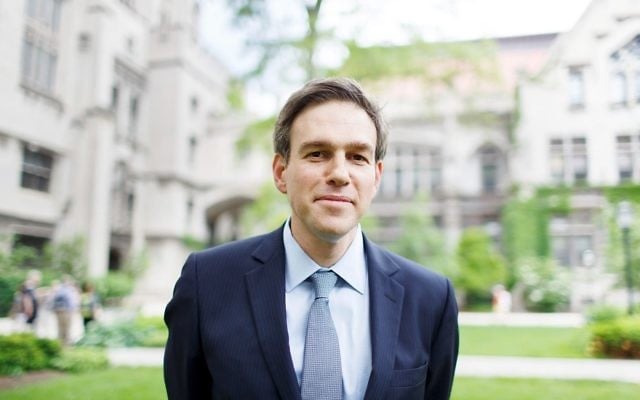 Bret Stephens à l'université de Chicago, le 7 juin 2014. (Crédit : Jason Smith via JTA)