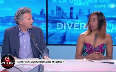 Joelle Dago-Serry (d), chroniqueuse dans les Grandes Gueules sur RMC, travaille chez un bailleur immobilier et constate les problème inter-communautaires. A ses côtés, Gilles-William Goldnadel, un des avocats de la famille Halimi (Crédit: capture d'écran RMC)