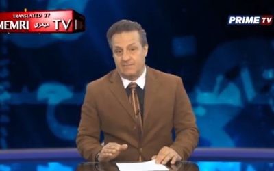 L'animateur de télévision jordanienne Ayed Alqam cite le "Protocole des Sages de Sion". (Crédit : MEMRI)