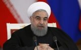 Le président iranien Hassan Rouhani lors d'une conférence de presse conjointe avec son homologue russe, au Kremlin, à Moscou, le 28 mars 2017. (Crédit : Sergei Karpukhin/Pool/AFP)
