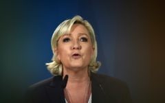 Marine Le Pen, présidente du Front national (FN), au soir du premier tour des élections législatives, à Paris, le 11 juin 2017. (Crédit : Denis Charlet/AFP)