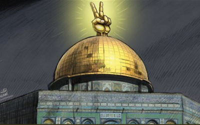 Caricature publiée dans le journal Al Watan d'Arabie Saoudite, le 28 juillet 2017 (Crédit : Capture d'écran)