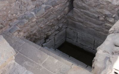 L'entrée de Mikvah à Magdala (Crédit : Shmuel Bar-Am)