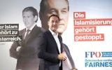 Le président du FPO, Heinz-Christian Strache assiste à une conférence de presse au siège du FPO à Vienne, en Autriche, le 8 septembre 2017 (Crédit : AFP Photo / Joe Klamar)