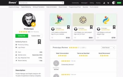 Capture d'écran du site Fiverr
