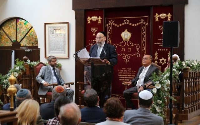 René-Samuel Sirat, ancien grand rabbin de France, inaugure la toute nouvelle Maison Rachi, à Troyes, le 10 septembre 2017. (Crédit : Maxime Bokobza) René-Samuel Sirat, ancien grand rabbin de France, inaugure la toute nouvelle Maison Rachi, à Troyes, le 10 septembre 2017. (Crédit : Maxime Bokobza)