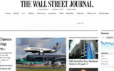 Capture d’écran de la page d'accueil du Wall Street Journal. Illustration