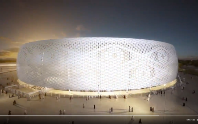 Maquette du site Al Thumama, au Qatar, ou aura lieu la Coupe du Monde de Football en 2022. (Crédit  capture d'écran via Twitter)