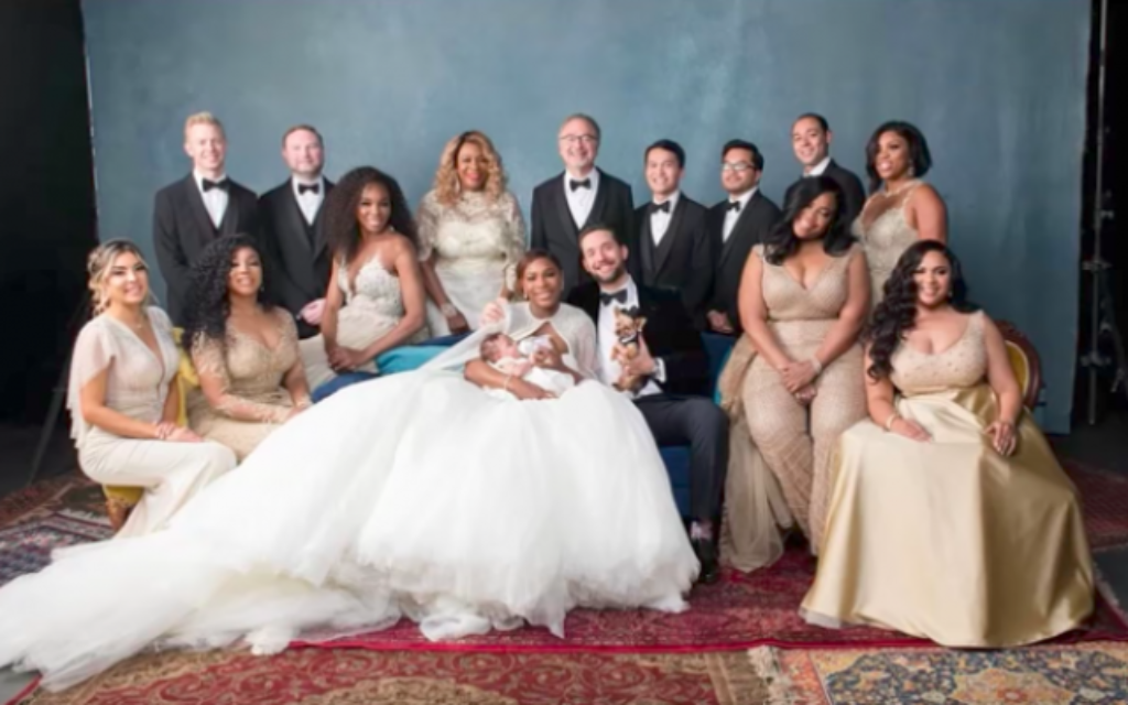 Le mariage de Serena Williams et Alexis Ohanian, le 17 novembre 2017. (Crédit : capture d'écran YouTube) Le mariage de Serena Williams et Alexis Ohanian, le 17 novembre 2017. (Crédit : capture d'écran YouTube)